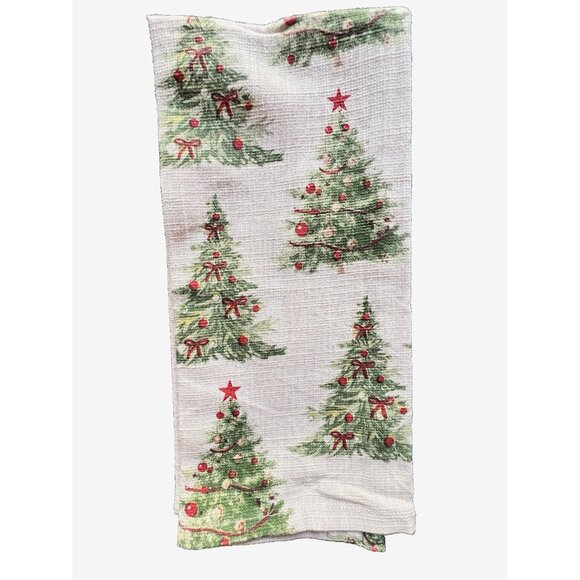 Christmas Tree Dish Kitchen Towel Set of 2 Embroidered FESTIVE Detailed 20" x 28 - Picture 2 of 6